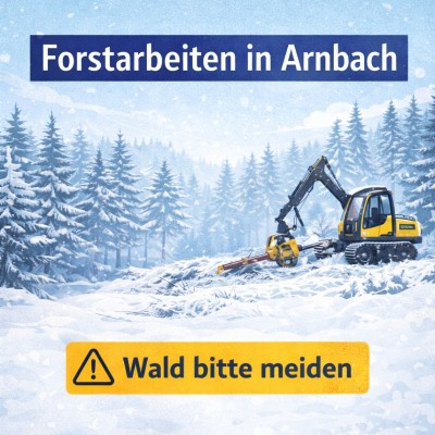 Großflächige Holzernte im Norden von Arnbach gestartet